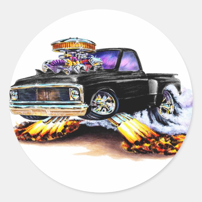 Adesivo Redondo 1970-72 Chevy C10 Black Truck (Frente)