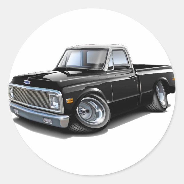 Adesivo Redondo 1970-72 Chevy C10 Black-White Top Truck (Frente)