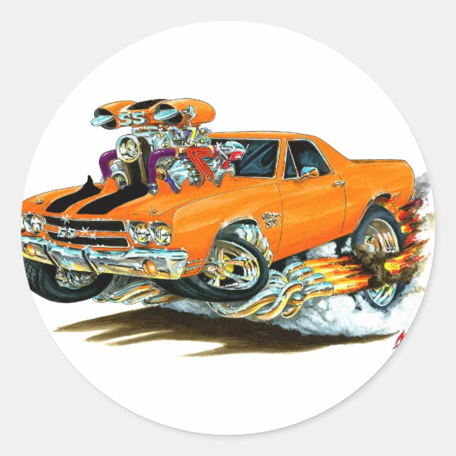 Adesivo Redondo 1970 El Camino Orange-Black Truck (Frente)