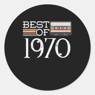 Adesivo Redondo 1970 Vintage 50. º Aniversário do Aniversário Pres