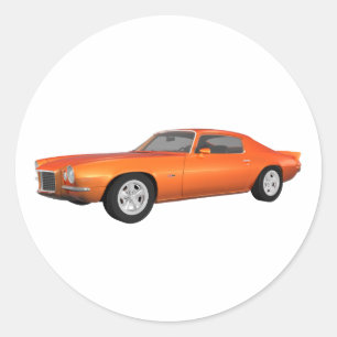 Adesivo Redondo 1972 Camaro: Carro Muscular: Acabamento Laranja: