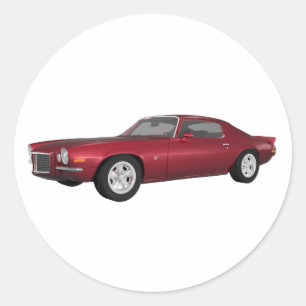 Adesivo Redondo 1972 Camaro: Carro Muscular: Candy Apple Finish: