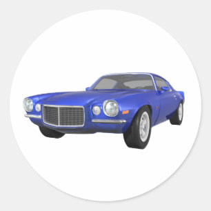 Adesivo Redondo 1972 Camaro Z28: Carro Muscular: Término Azul: