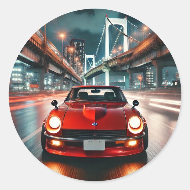 Adesivo Redondo 1972 Datsun 240Z  nissan tokyo Car japan japanese (Frente)