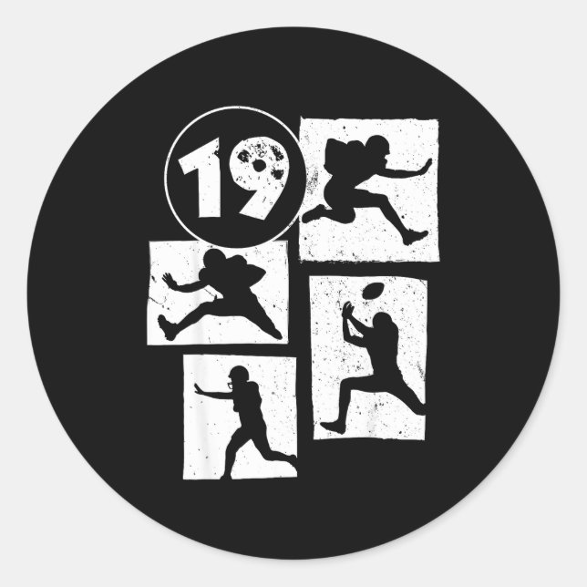 Adesivo Redondo 19th Birthday Retro American Football 19 Years Old (Frente)