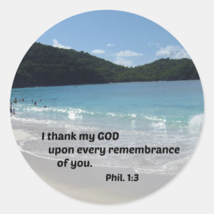 Adesivo Redondo 1:3 dos Philippians eu agradeço a meu deus em cim