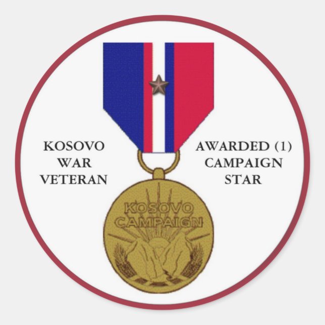 ADESIVO REDONDO 1 CAMPANHA STAR KOSOVO WAR VETERAN (Frente)