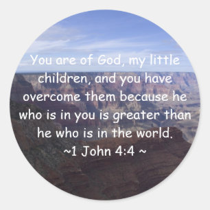 Adesivo Redondo 1 John 4:4