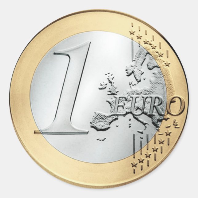 Adesivo Redondo 1 Moedas de EURO (Frente)