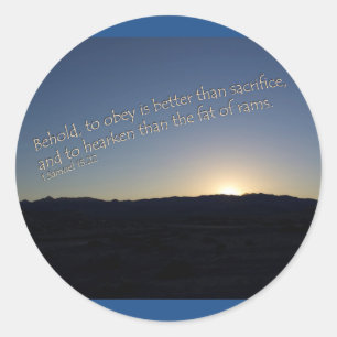 Adesivo Redondo 1 Samuel 15:22 Sunset