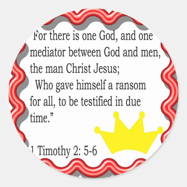 Adesivo Redondo 1 Timothy 2: 5- 6 frame com autocolantes (Frente)