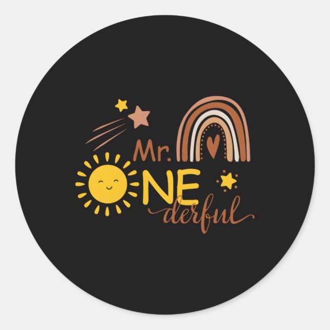 Adesivo Redondo 1Rua Boho Rainbow Little Mr One-Derful Py (Frente)