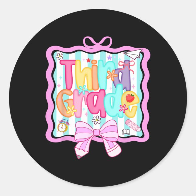 Adesivo Redondo 1rua Dia Da Pré-Faculdade De 3º Ano De Volta À Esc (Frente)