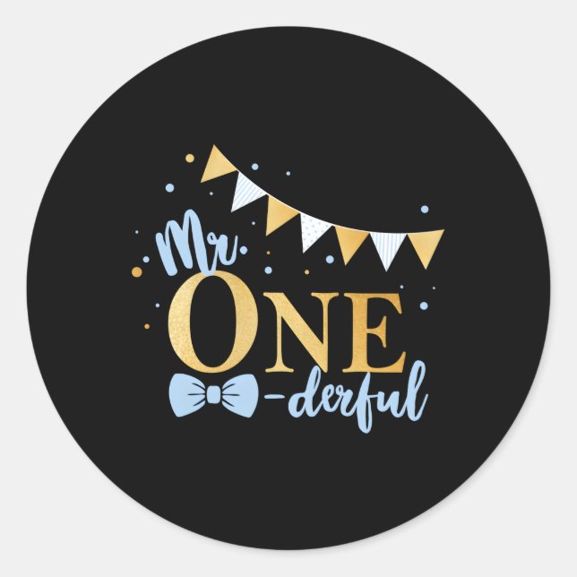 Adesivo Redondo 1Rua Dourada Azul Pequeno Sr. Um Py Derful (Frente)