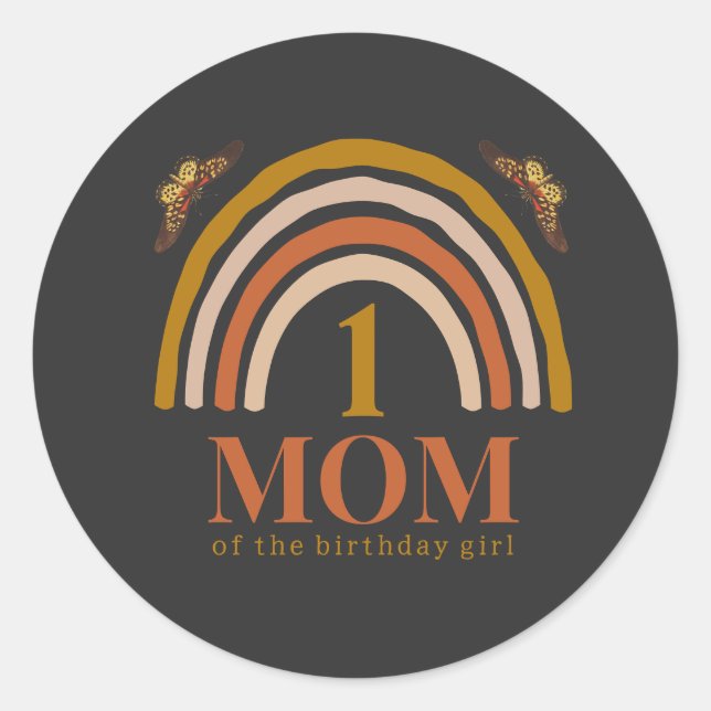 Adesivo Redondo 1st birthday of girl customized mom (Frente)