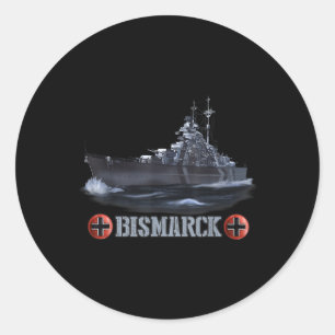Adesivo Redondo 2ª Guerra Mundial - Navio de batalha alemão Bismar