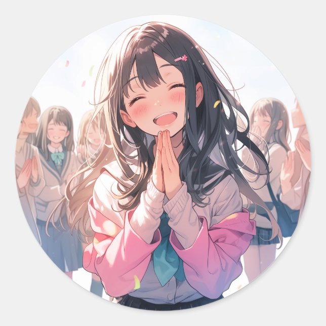 Adesivo Redondo 【20枚セット】感謝シール｜寿司娘 GenerativeAI (Frente)