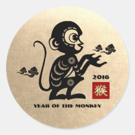 Adesivo Redondo 2016: Ano Chinês dos Autocolantes Macacos