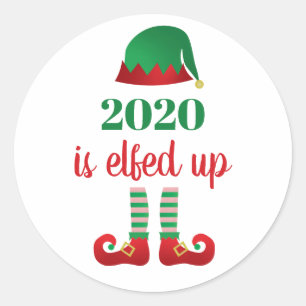 Adesivo Redondo 2020 É Enterrado Feliz Natal Dizendo Vermelho Elf