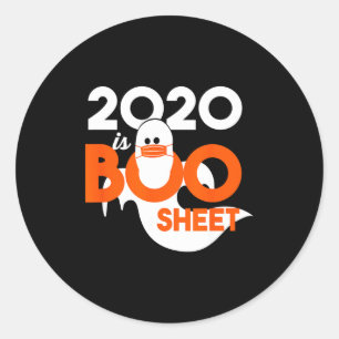 Adesivo Redondo 2020 é folha de fantasma no halloween 