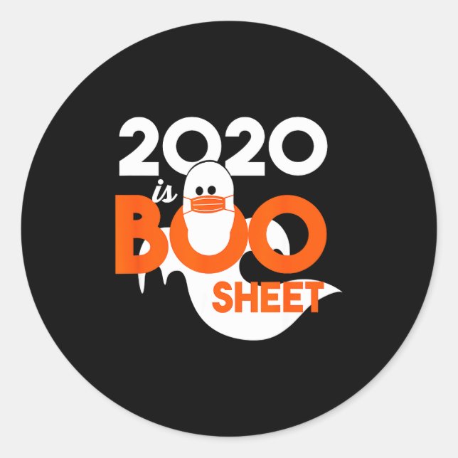Adesivo Redondo 2020 é folha de fantasma no halloween  (Frente)