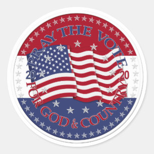Adesivo Redondo 2020 Reze Para Que Deus E A Bandeira Do País Vote