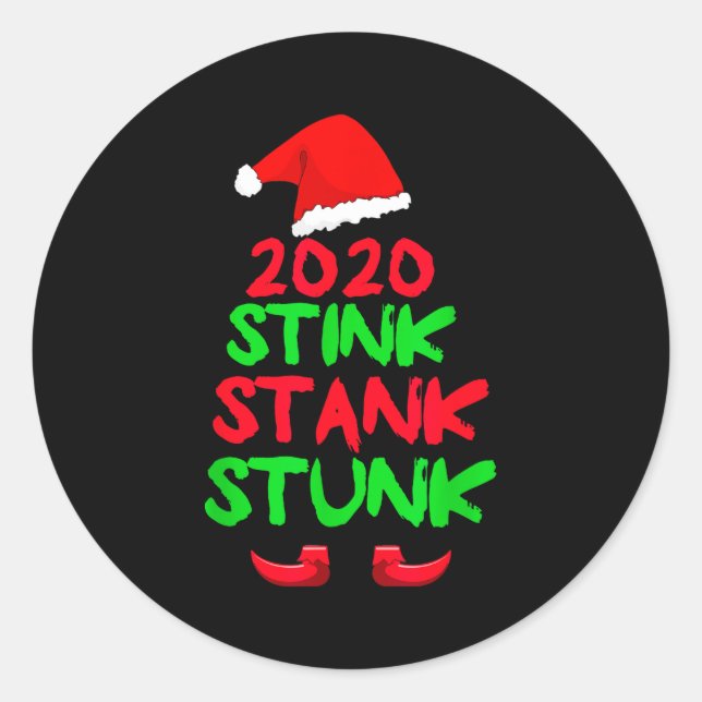 Adesivo Redondo 2020 Stink Stank Stunk Funny Christmas  (Frente)