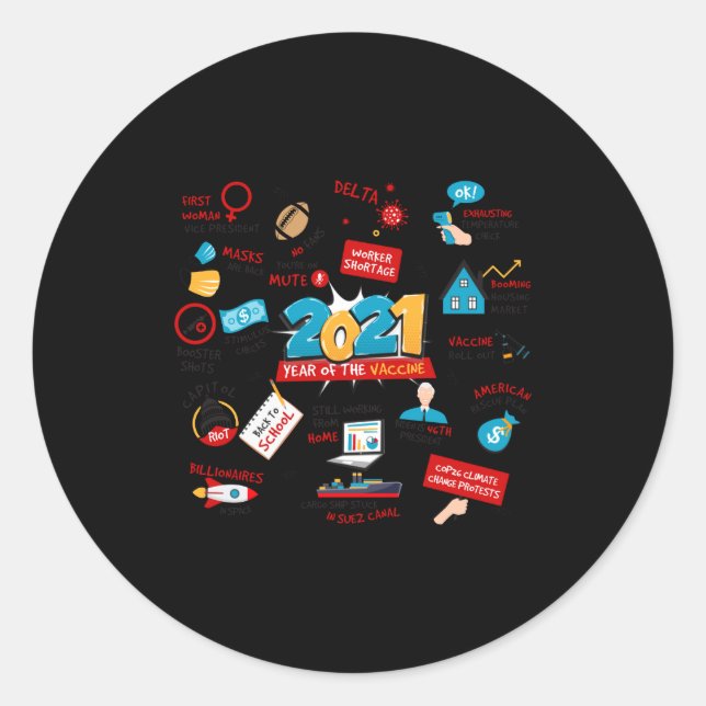 Adesivo Redondo 2021 Pandemic Vaccines Commemorative Christmas T S (Frente)