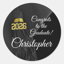 Adesivo Redondo 2023 Graduação Tassel Nome Personalizado Elegante