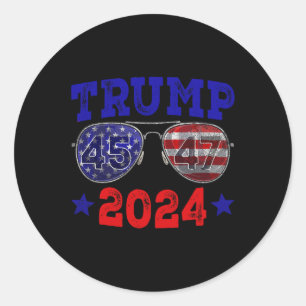 Adesivo Redondo 2024 45 47 Bandeira Americana Trump 2024