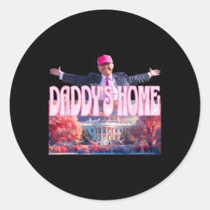 Adesivo Redondo 2024 Daddys Home Engraçado Trump Rosa Leva América