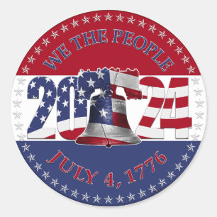 Adesivo Redondo 2024 EUA Flag We The Pessoas Liberty Bell