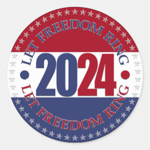 Adesivo Redondo 2024 Red and Blue Let Freedom Ring