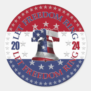 Adesivo Redondo 2024 Red and Blue Let Freedom Ring Liberty Bell