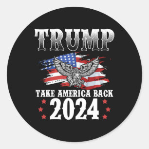 Adesivo Redondo 2024 Retomar a América Bandeira Americana Trump 20