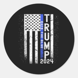 Adesivo Redondo 2024 Reverte O Blue American Flag Blue Line 4th Of