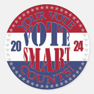 Adesivo Redondo 2024 Seus Votos Contam com Inteligência