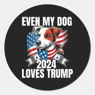 Adesivo Redondo 2024 Terrier Dog Usa Flag Até Meu Cão Adora Trump