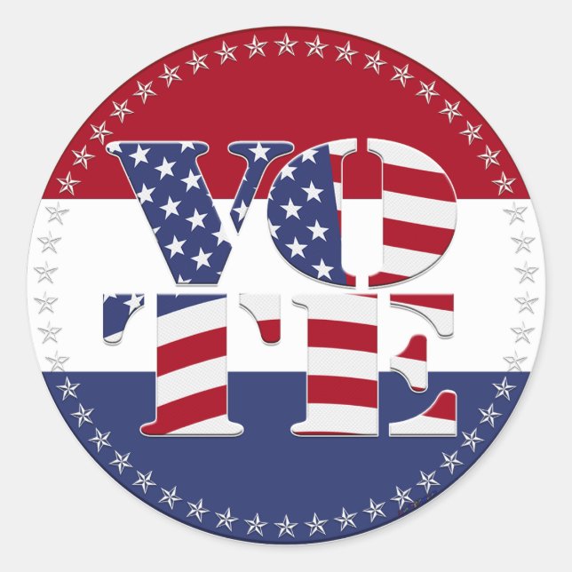 Adesivo Redondo 2024 V O T E USA Flag (Frente)