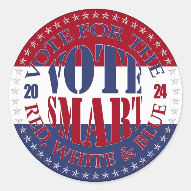 Adesivo Redondo 2024 Votação no Voto Vermelho, Branco e Azul Intel (Frente)