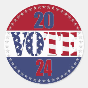 Adesivo Redondo 2024 VOTE EUA Bandeira