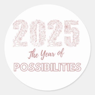 Adesivo Redondo 2025 Ano das Possibilidades Floral