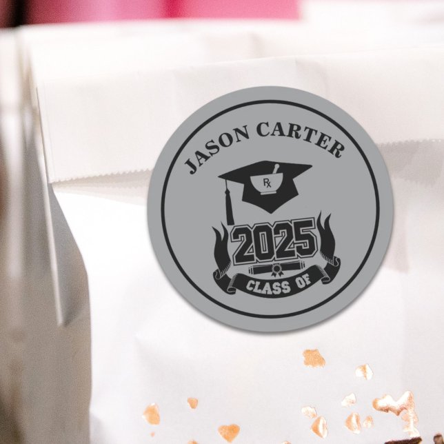 Adesivo Redondo 2025 Faculdade de Farmácia Farmacêutica de Festas  (2025 Graduation Party Pharmacist Pharmacy School Classic Round Sticker)