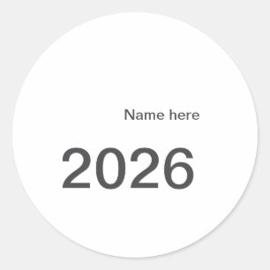 Adesivo Redondo 2026 2027 2028 nome título aqui ano letra negrito