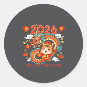 Adesivo Redondo 2026 Ano Do Cavalo Ano Novo Lunar Chinês