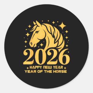 Adesivo Redondo 2026 Ano Do Cavalo Arte Floral Zodíaco Ano Novo Lu