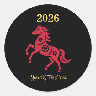 Adesivo Redondo 2026 Ano Novo Chinês do Zodíaco do Cavalo