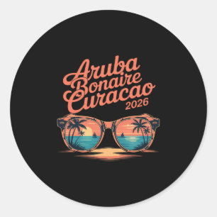 Adesivo Redondo 2026 Aru Bonaire Curaçao Férias Familiares Amigos 