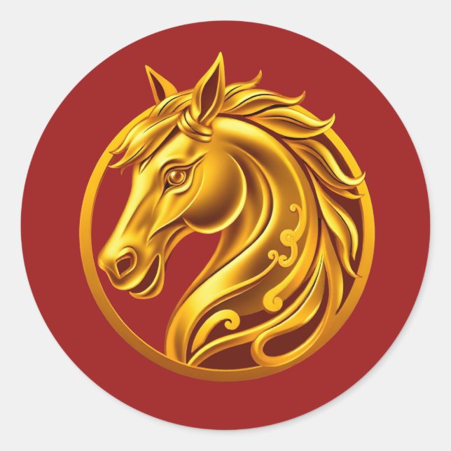 Adesivo Redondo 2026 Chinese Gold Horse (Frente)