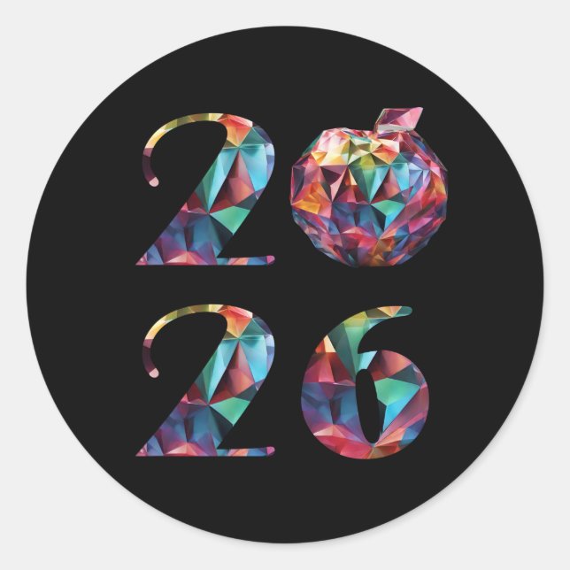 Adesivo Redondo 2026 New Year's Eve Party-Colorful (Frente)
